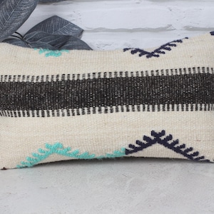 Poszewka na poduszkę kilim, ręcznie robiona poduszka kilim, poduszka vintage 8x16, poduszka vintage kilim, beżowa poszewka na poduszkę, turecka poduszka lędźwiowa,