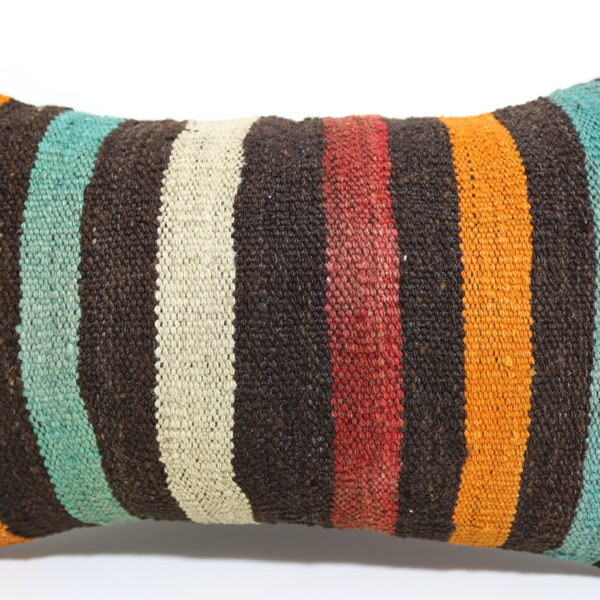 12 x 20 kilim Lumbar almohada antigua almohada Turco rayas almohada étnicos almohada Vintage Kelim Kissen piso almohada boho almohada SP3050-566