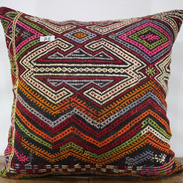 high quality vintage Turkish kilim pillow 28x28 embroidered vintage kilim pillow 28x28 pillow cover floor cushion euro case SP7070-78