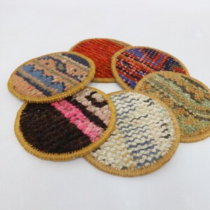 Drink Coaster, Tea Pad, Kilim Coaster, Brown Coaster, Striped Coaster, Housewarming Gift Coaster, Circle Pad, Ethnic Coaster,
