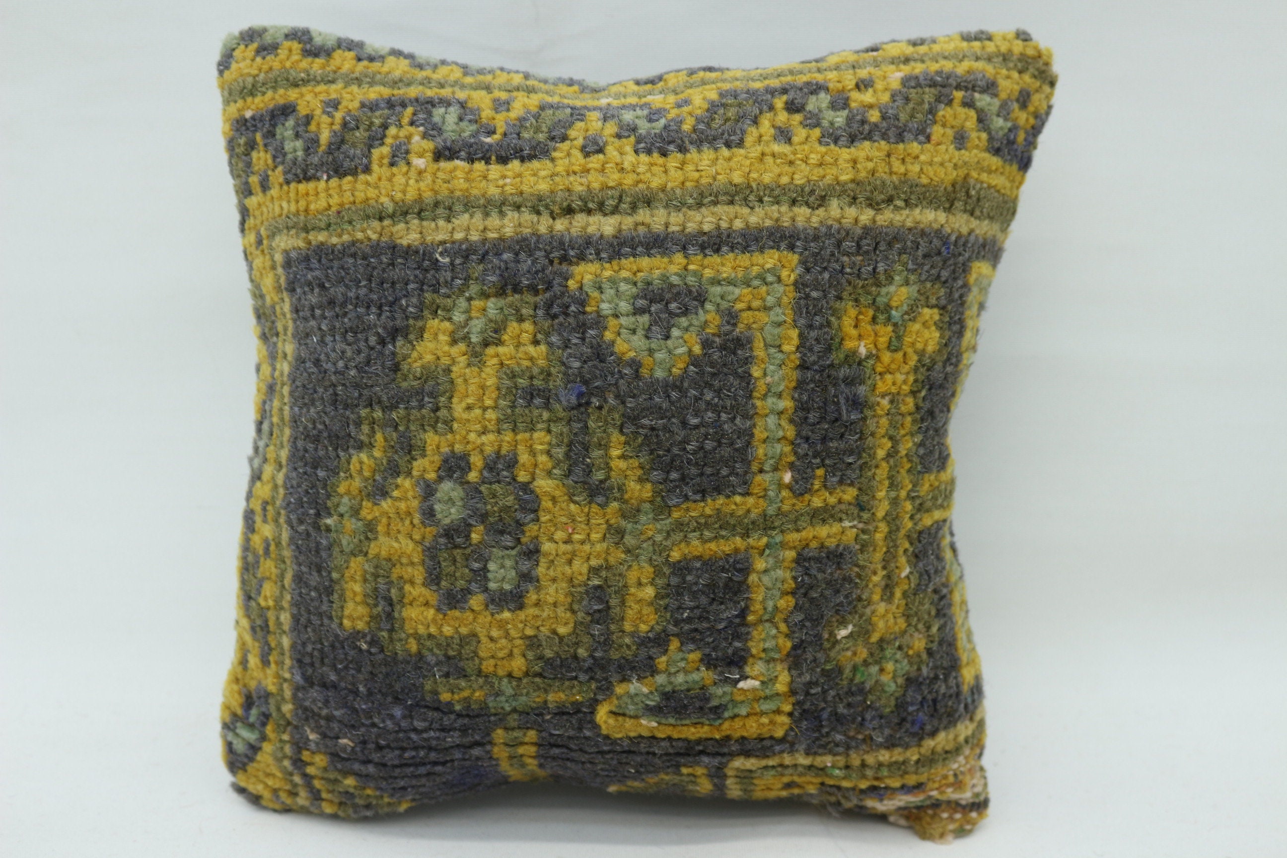 12" x 12" Handmade Wool Needlepoint Pillow 