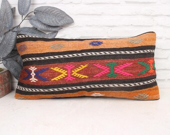 Pillow for Couch, Home Decor Pillow, 12x24 Pillow for Sofa, Boho Pillow Sham Cover, Orange Cushion, Handmade Rectangular  Pillow,