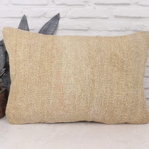 Vintage Kilim Throw Pillow, Turkish Pillow, 16x24 Pillow for Couch, Interior Designer Pillow, Beige Cushion, Handmade Rectangular  Pillow,