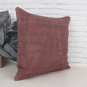 Cojín vintage, cojín bohemio, cojín étnico Kilim de 22x22, cojín de regalo, funda de cojín marrón, cojín de cáñamo, cojín estético, cojín turco de esquina imagen 3
