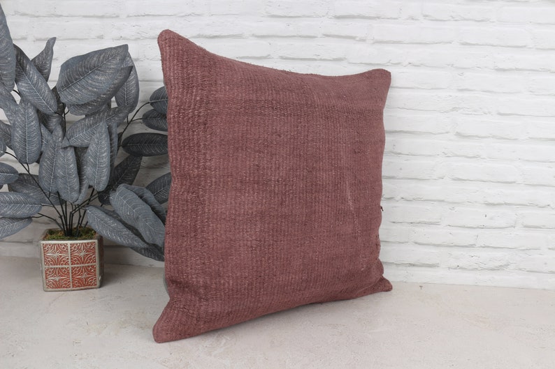 Cojín vintage, cojín bohemio, cojín étnico Kilim de 22x22, cojín de regalo, funda de cojín marrón, cojín de cáñamo, cojín estético, cojín turco de esquina imagen 3