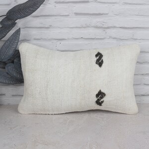Home Decor Pillow, Throw Kilim Pillow, 12x20 Antique Pillows, Interior Designer Pillow, White Cushion, Neck Pillow, Hemp Pillow,