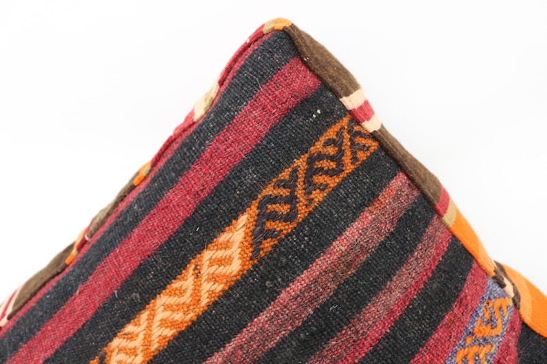 Kilim Pouf,Floor Puff,24x24x6,Floor Pillow Cover,Striped Kilim pouf,Garden Pouf Pillow Cover,Home Decor Puffs SP606015 115