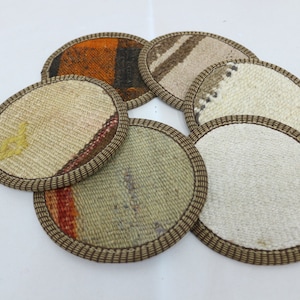 Kitchen Decor, Coffee Cup Pad, Rug Coaster, Red Coaster, Striped Coaster, Traditional Coaster, Washable Pad, Turkish Rug Coaster,