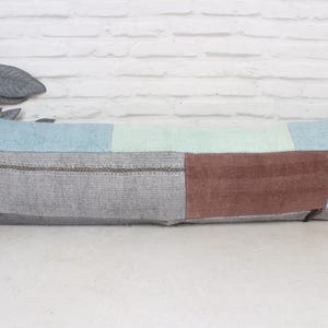 Kilim Cushion Sham, Gift Pillow, 12x42 Home Decor Pillow, Pillow for Sofa, Blue Cushion Case, Turkish Lumbar Pillow, Patchwork Pillow,