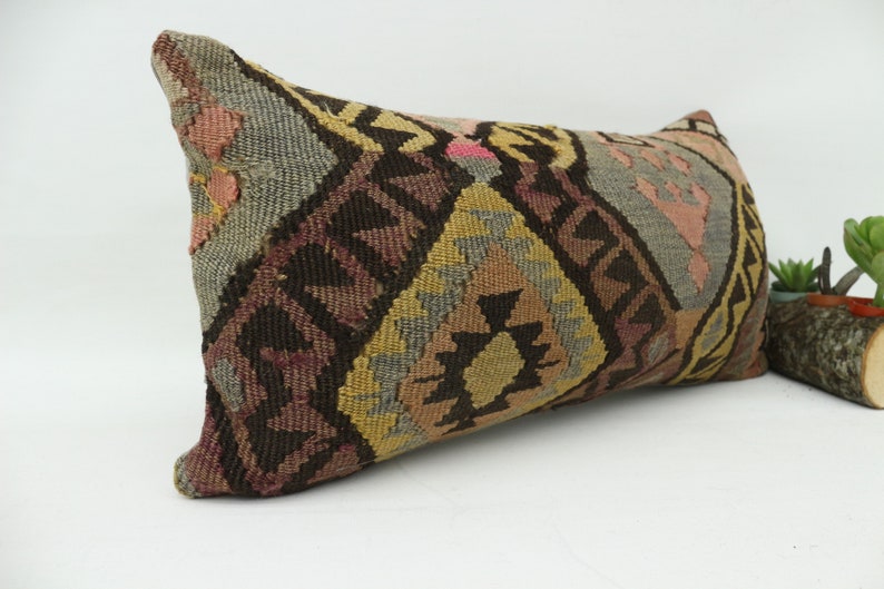 Geometric Pillow,Cushion Cover Pink Pillow,Neck Throw Pillow Designer Pillow SP3060 3904 Turkish Kilim Pillow 12x24 Bohemian Pillow