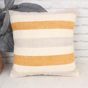 Pillow for Sofa, Vintage Kilim Throw Pillow, 16x16 Vintage Pillow, Kilim Cushion Sham, Beige Cushion Case, Modern Striped Kilim  Pillow,