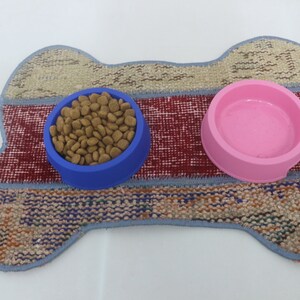 Kilim Animal Pad, Bone Pad, Dog Lover Gift Mat, Red Pad, Rug Pad, Water Bowl Mat, Rustic Pad, Hand Crafted Pad, Outdoor Mat, 331