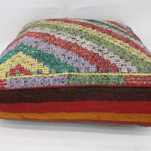 Kilim Pouf,Floor Puff,24x24x6,Floor Pillow Cover,Embroidered Kilim Pouf,Garden Pouf Pillow Cover,Home Decor Puffs SP606015 86