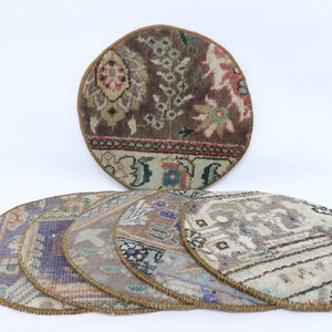 Rustic Rug Supla, Dining Accesory, Handwoven Service Mat, 12&quot;x12&quot; Service Rug Placemat, Service Set Of Six(6), Turkish Rug, Gift For Her, 19