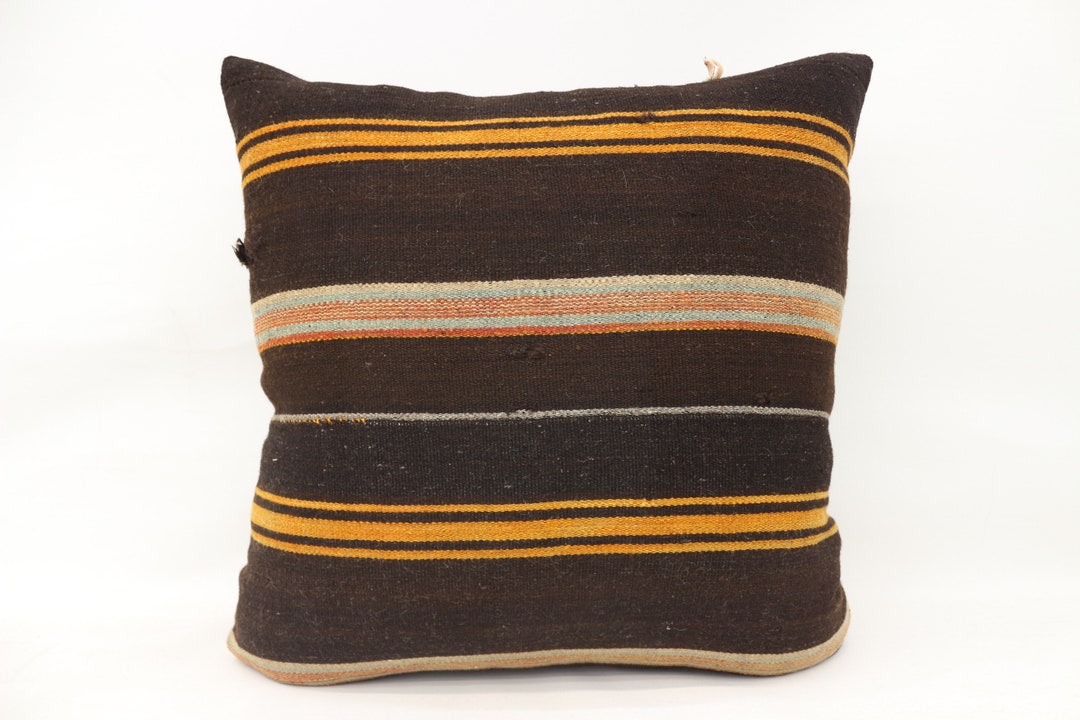 Throw Pillow, Antique Pillows, Kilim Pillow Cases, 28x28 Brown Cushion