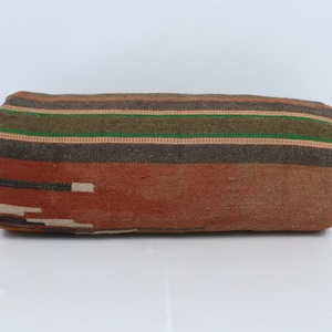 Kelim Kissen, Zylindrisches Kissen, Nackenkissen, rotes Kissen, gemustertes Kissen, Bettwäsche Kissen, rustikales Kissen, Naturkissen,