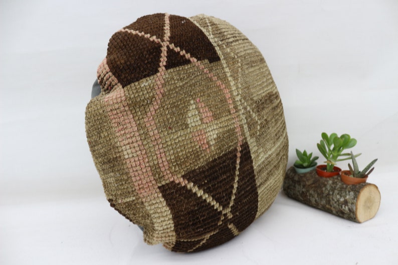 Pillow Cover,Embroidered Pillow Brown Pillow Throw Pillow SP5050-205 Circle Pillow 20x20 Rug Pillow Vintage Pillow Organic Pillow
