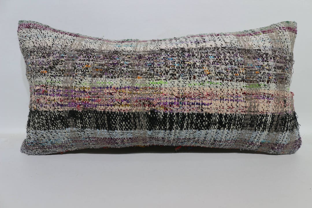 Cotton Kilim Pillow Outdoor Kilim Pillow 12x24 Washable Kilim Pillow