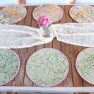 Kilim Supla, Dining Accessory, Set Of Six, Yellow Placemat, Rug Underplate, Woven Supla, Natural Coaster, Antique Rug Supla,