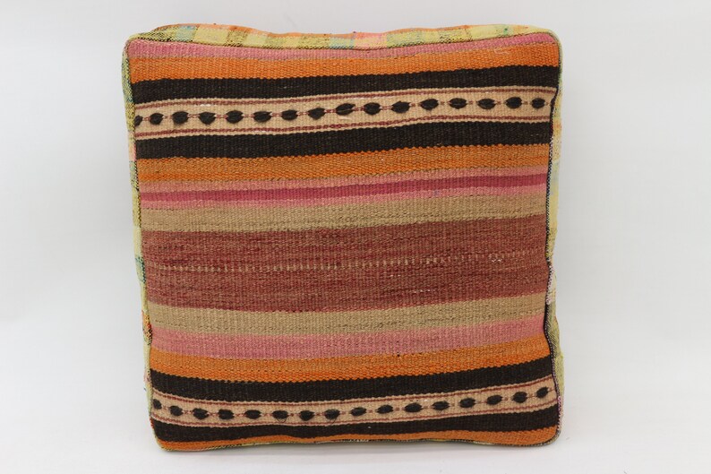 Kilim Pouf Cover,Floor Cushion Cover,24x24x6 Kilim Pouf Cover,Pillow,Turkish Floor Kilim Cushion Pillow SP606015 22