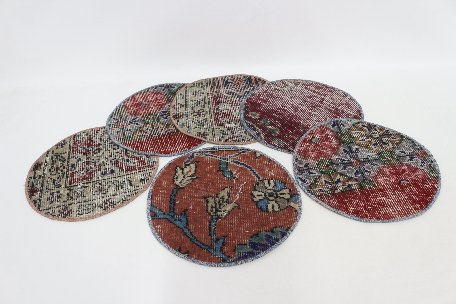Table, Gift For Her, Set Of Six, Red Pad, Rug Coaster, 12"x12" Round Underplate, Round Supla, Housewarming Gift Coaster, Carpet Supla,