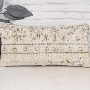 Throw Kilim Pillow, Pillow for Couch, 12x24 Interior Designer Pillow, Antique Pillows, Beige Cushion Case, Lumbar Pillow, Rug Pillow,