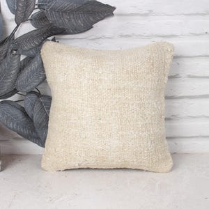 Home Decor Pillow, Vintage Kilim Pillow, 12x12 Turkish Pillow, Vintage Kilim Throw Pillow, White Pillow Cover, Bohemian Hemp  Pillow,