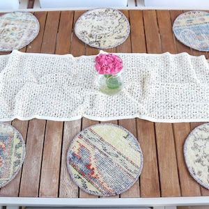 Dining Accessory, Table, Rug Supla, Beige Coaster, Rug Placemat, Washable Underplate, Woven Pad, Round Coaster, Turkish Rug Supla,