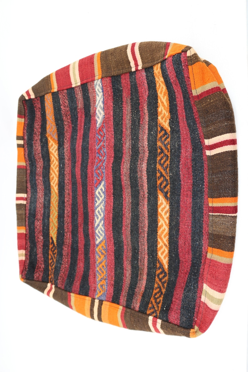Kilim Pouf,Floor Puff,24x24x6,Floor Pillow Cover,Striped Kilim pouf,Garden Pouf Pillow Cover,Home Decor Puffs SP606015 115