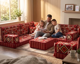 8 inch Thickness Ottoman Sofa, Anatolian Floor Sofa, Turkish Kilim Pillow, Arabic Sofa, Moroccan Style Couch, Oriental Floor Sofa Set,