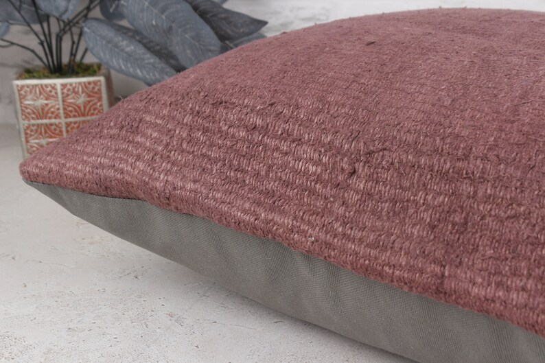 Cojín vintage, cojín bohemio, cojín étnico Kilim de 22x22, cojín de regalo, funda de cojín marrón, cojín de cáñamo, cojín estético, cojín turco de esquina imagen 6