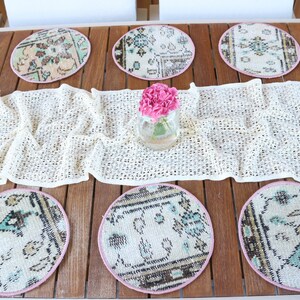 Gift For Her, Kitchen Decor, Set Of Six, Beige Coaster, Rug Supla, Oriental Carpet Supla, Service Supla, Natural Pad,