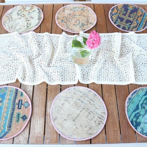 Kilim Supla, posavasos para taza de café, regalo para ella, posavasos naranja, posavasos de alfombra, posavasos de alfombra antigua, mantel individual de alfombra antigua, Supla tejida