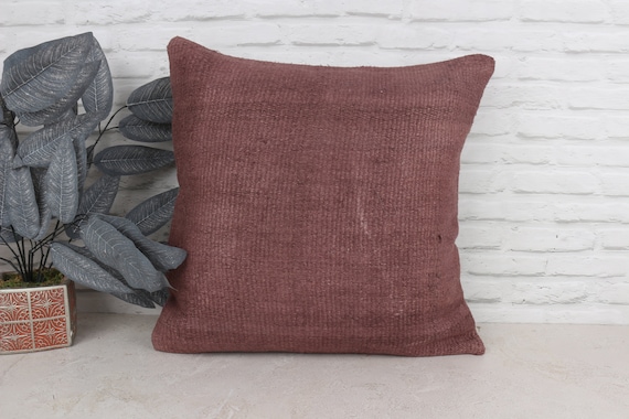 Vintage Pillow, Boho Pillow, 22x22 Ethnical Kilim Rug Pillow, Gift Pillow, Brown Pillow Cover, Hemp Pillow, Aesthetic Pillow, Turkish corner
