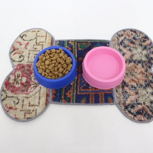 Rug Pet Mat, Dog Food Pad, Dog Lover Gift Mat, Blue Pad, Rug Pad, Tribal Pad, Decorative Mat, Bone Design Pad, Pet Lover Gift Pad,