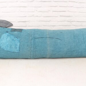 Handmade Green Kilim Lumbar Pillow Cover, Bohemian Patchwork, 16x48