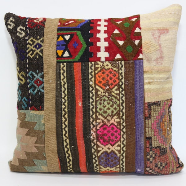 24x24 Patchwork Large Kilim Pillow 24x24 Turkish Kilim Pillow Home Decor Cushion Cover  SP6060-711