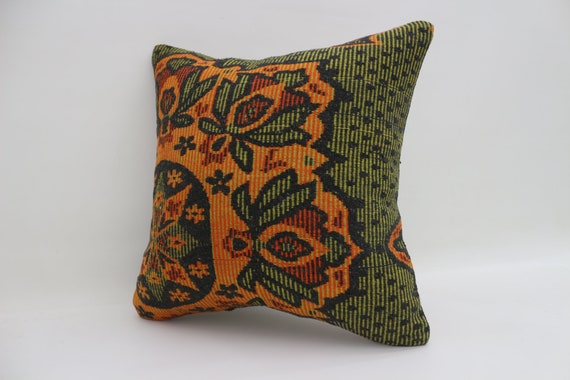 20x20 Kilim Pillows Orange And Green 28x28 White Pillow Throw Pillow Boho