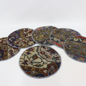 Rug Supla, Set Of Six, Dining Accessory, Red Underplate, 12&quot;x12&quot; Rug Placemat, Table Decor Supla, Decorative Underplate, Vintage Placemat,