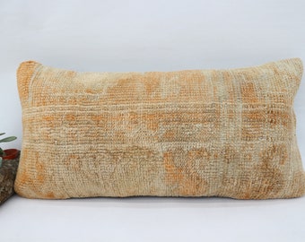 Armchair Pillow,12x24 Handwoven Rug Pillow,Neck Pillow, Embroidered Pillow,Pillow Cover,Navajo Pillow,Orange Pillow,Throw Pillow SP3060 4609