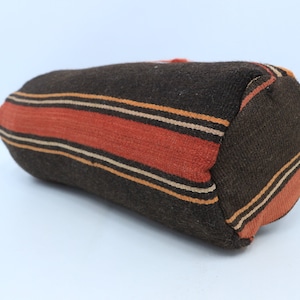 Kilim Pillow Cover, Kilim Pillows, Pillow Covers, 8x20 Brown Cushion Case, Cylindrical Pillow, Kids Throw Pillow Covers, 6552