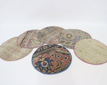 Vintage Kilim Rug Placemat, Turkish Supla, Dining Table Decor (12x12")