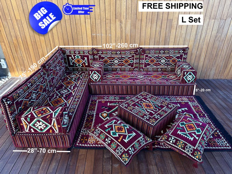 Turkish Sofa, Floor Seating Set, Floor Cushion, Arabic Sofa, Traditional Floor Set, Arabic Cushion, Couch Pillow, Kilim Pillow, Modular Sofa image 3