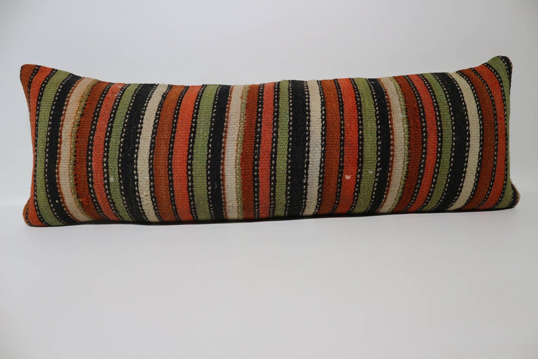 Turkish Pillow, Pillow Covers, Turkish Kilim Pillow, 12x36 Custom Throw Pillow Covers, Striped