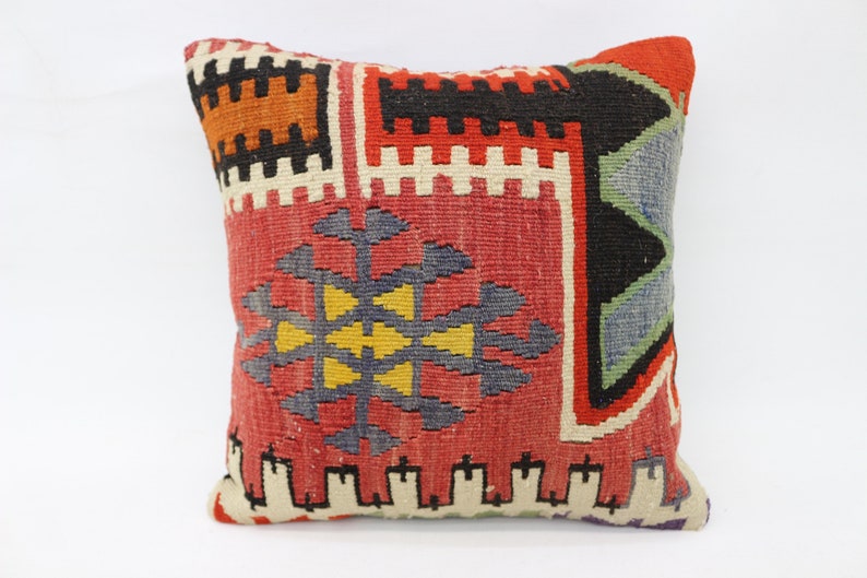 Kilim Pillow,Kilim Pillows,Kilim Pillow Cover,Pillow Covers,Boho Pillow,16x16,Geometric Kilim Pillow SP4040 6037