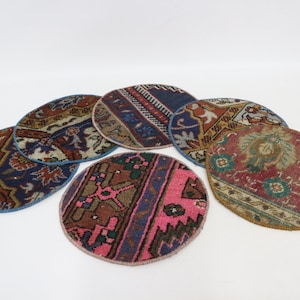 Kilim Supla, Coffee Cup Pad, Gift For Her, Red Underplate, 12&quot;x12&quot; Rug Pad, Hand Crafted Underplate, Best Supla, Circle Supla, Mouse Pad,