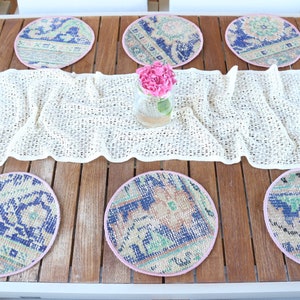 Dining Accessory, Kilim Supla, Rug Supla, Blue Supla, Rug Coaster, Hand Crafted Supla, Antique Rug Pad, Carpet Coaster, Handmade Pad,