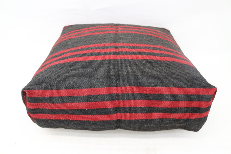 Kilim Pouf,Floor Puff,24x24x6,Pear Seat,Black Striped Pear Pouf,Floor Pillow Cover,Garden Pouf Pillow Cover,Home Decor Puffs SP606015 158