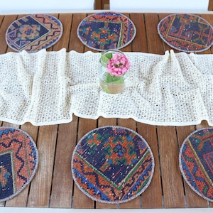Rug Supla, Kilim Supla, Table, Orange Placemat, Rug Placemat, Decorative Pad, Service Underplate, Housewarming Gift Placemat,