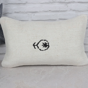 Pillow for Couch, Antique Pillows, 12x20 Interior Designer Pillow, Kilim Pillow Cover, White Pillow, Bedding Pillow, Hemp Pillow,